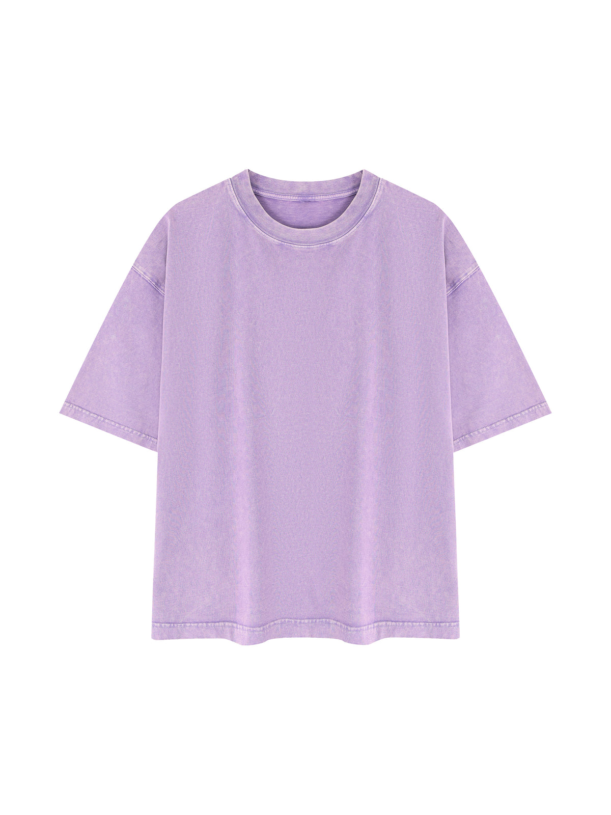 Mineral Wash Boxy Cotton T-Shirt – Extended Colours – Purple front view
