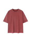 Mineral Wash Boxy Cotton T-Shirt – Extended Colours – Red front view