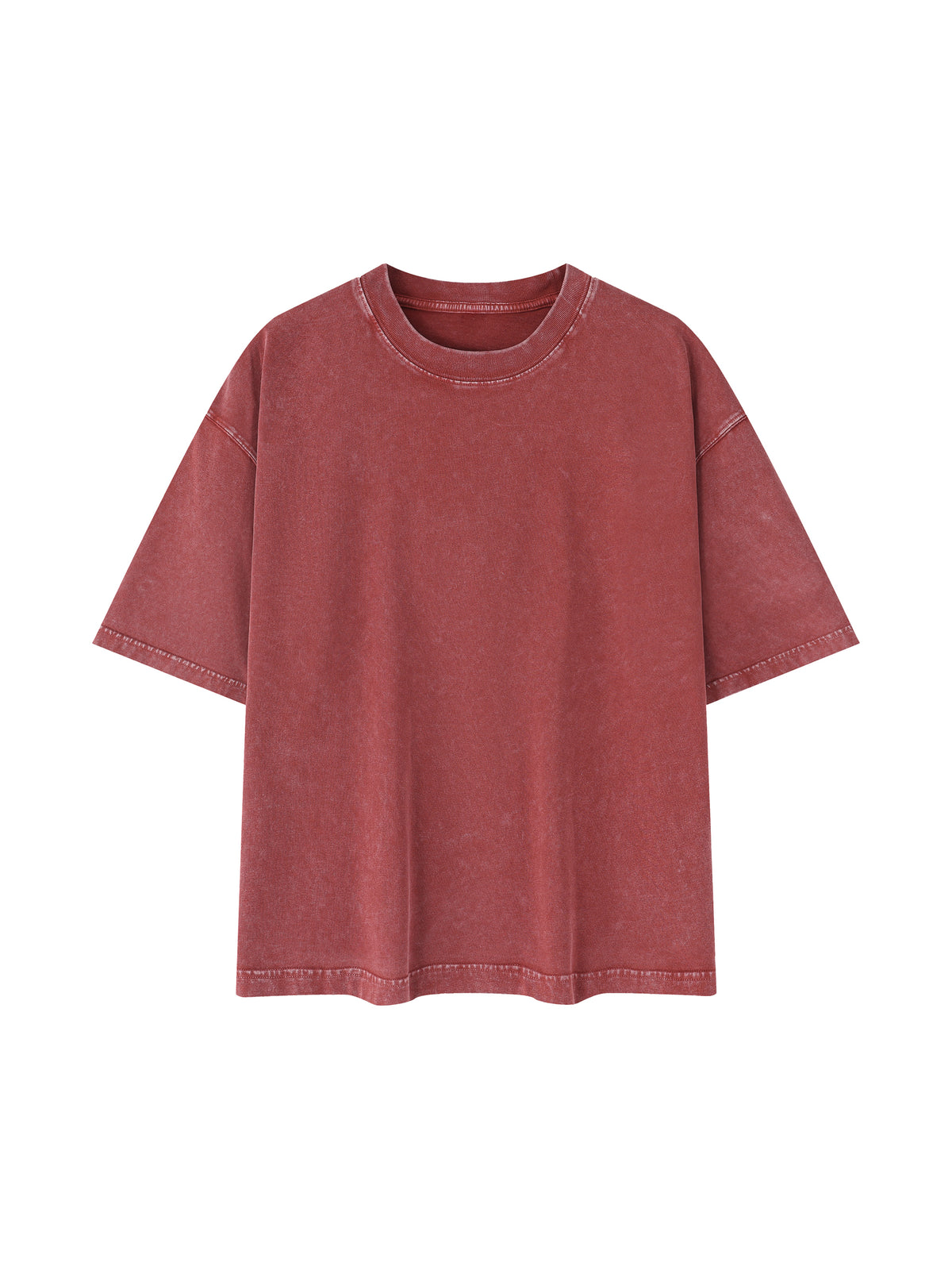 Mineral Wash Boxy Cotton T-Shirt – Extended Colours – Red front view