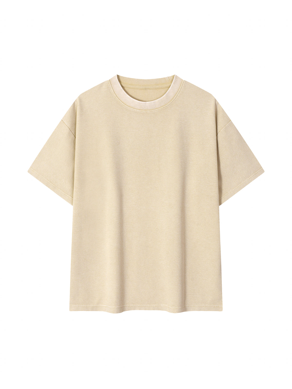 Mineral Wash Waffle Knit T-Shirt – Light Apricot front view