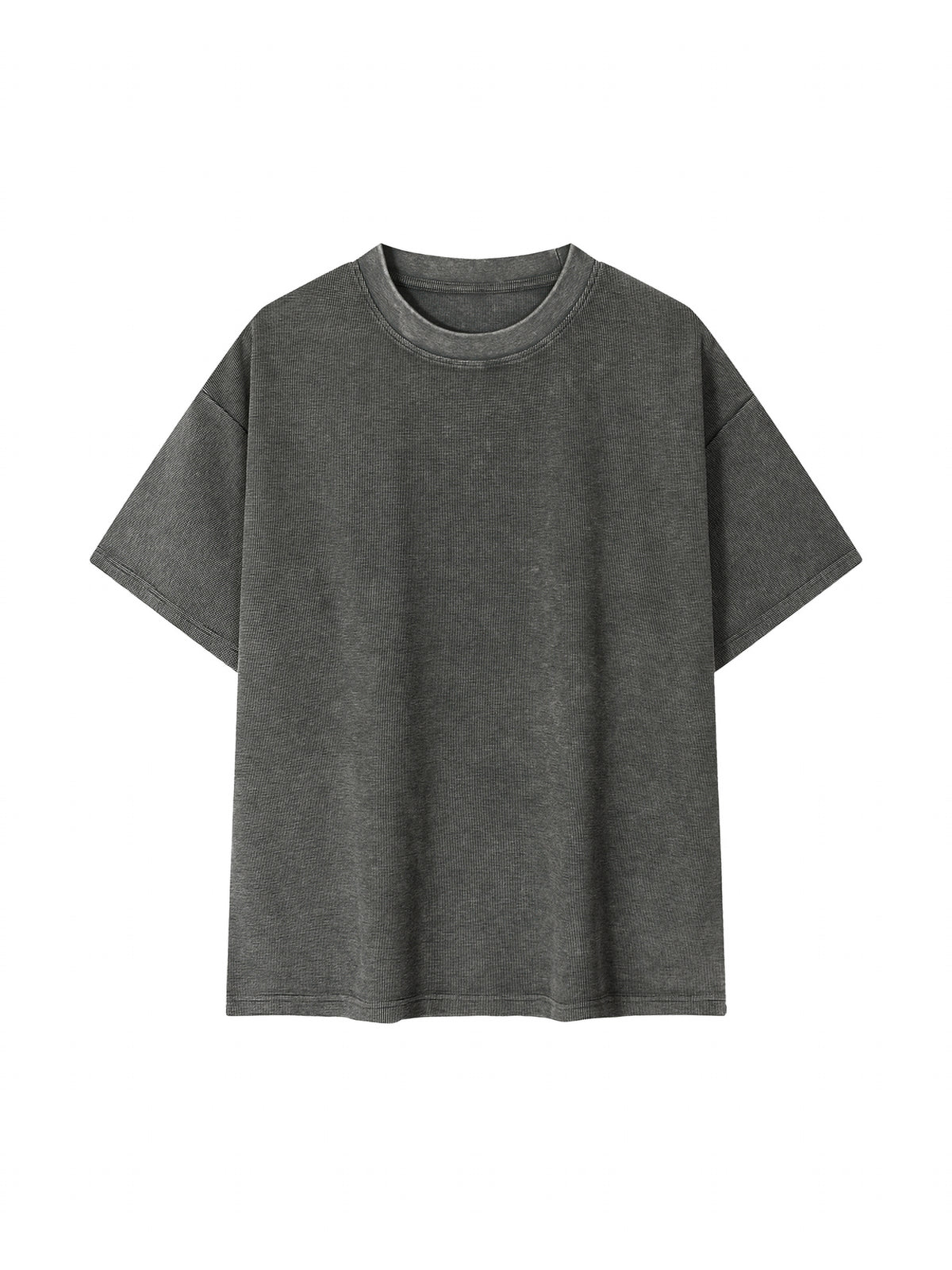 Mineral Wash Waffle Knit T-Shirt – Gray front view
