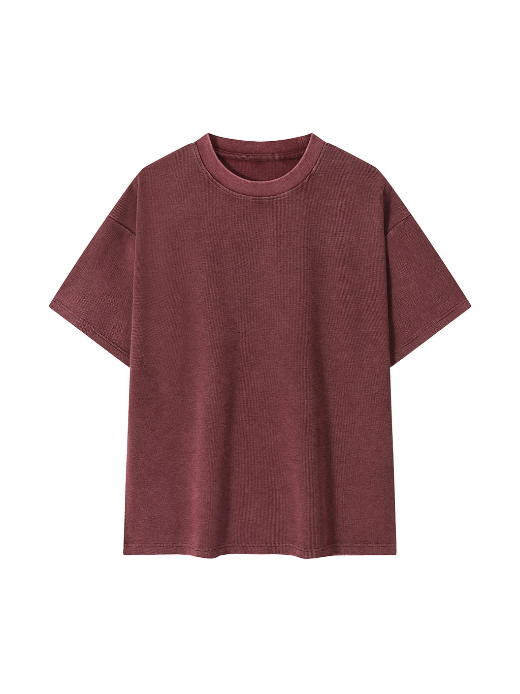 Mineral Wash Waffle Knit T-Shirt – Jujube Red front view