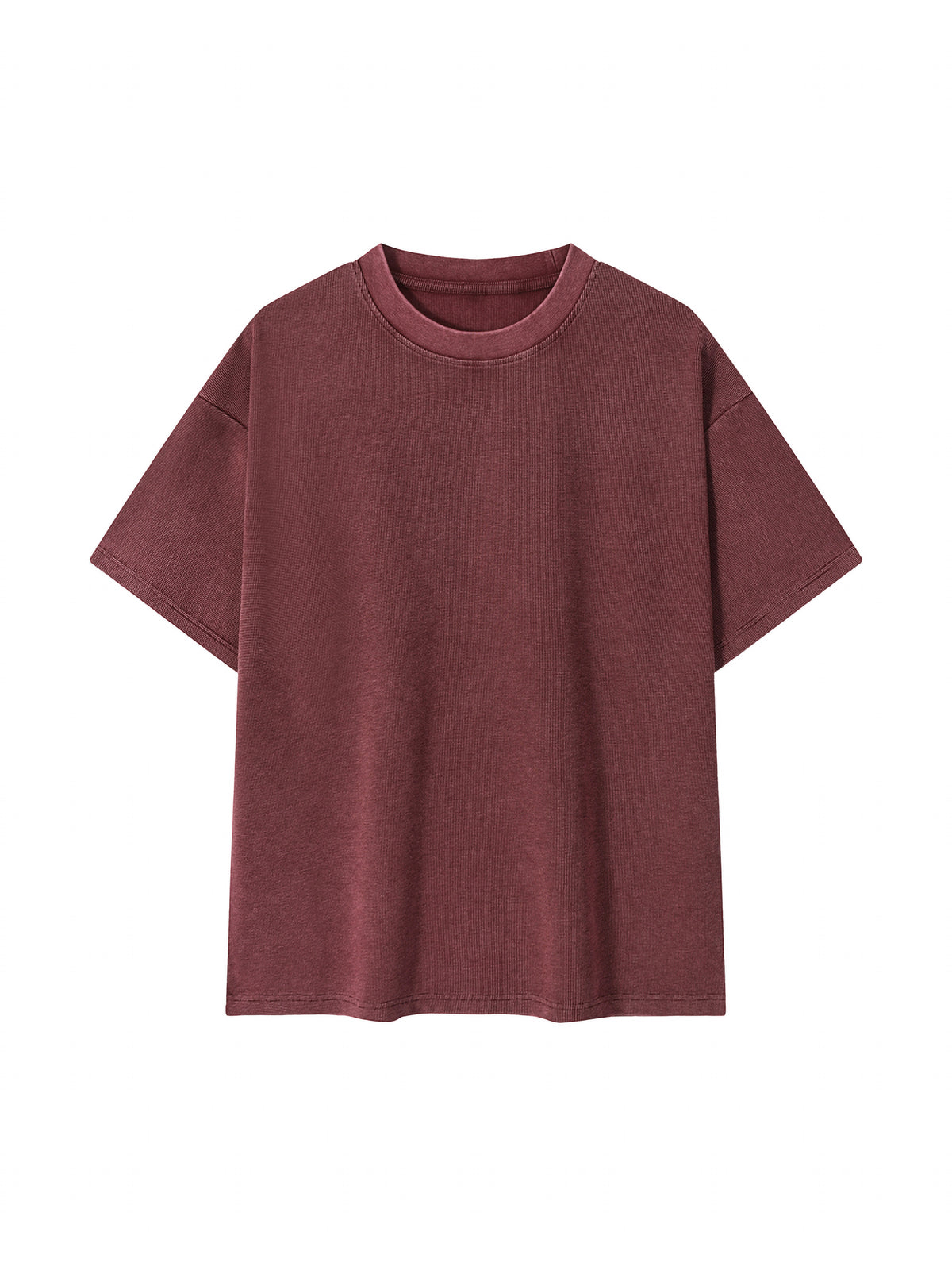 Mineral Wash Waffle Knit T-Shirt – Jujube Red front view