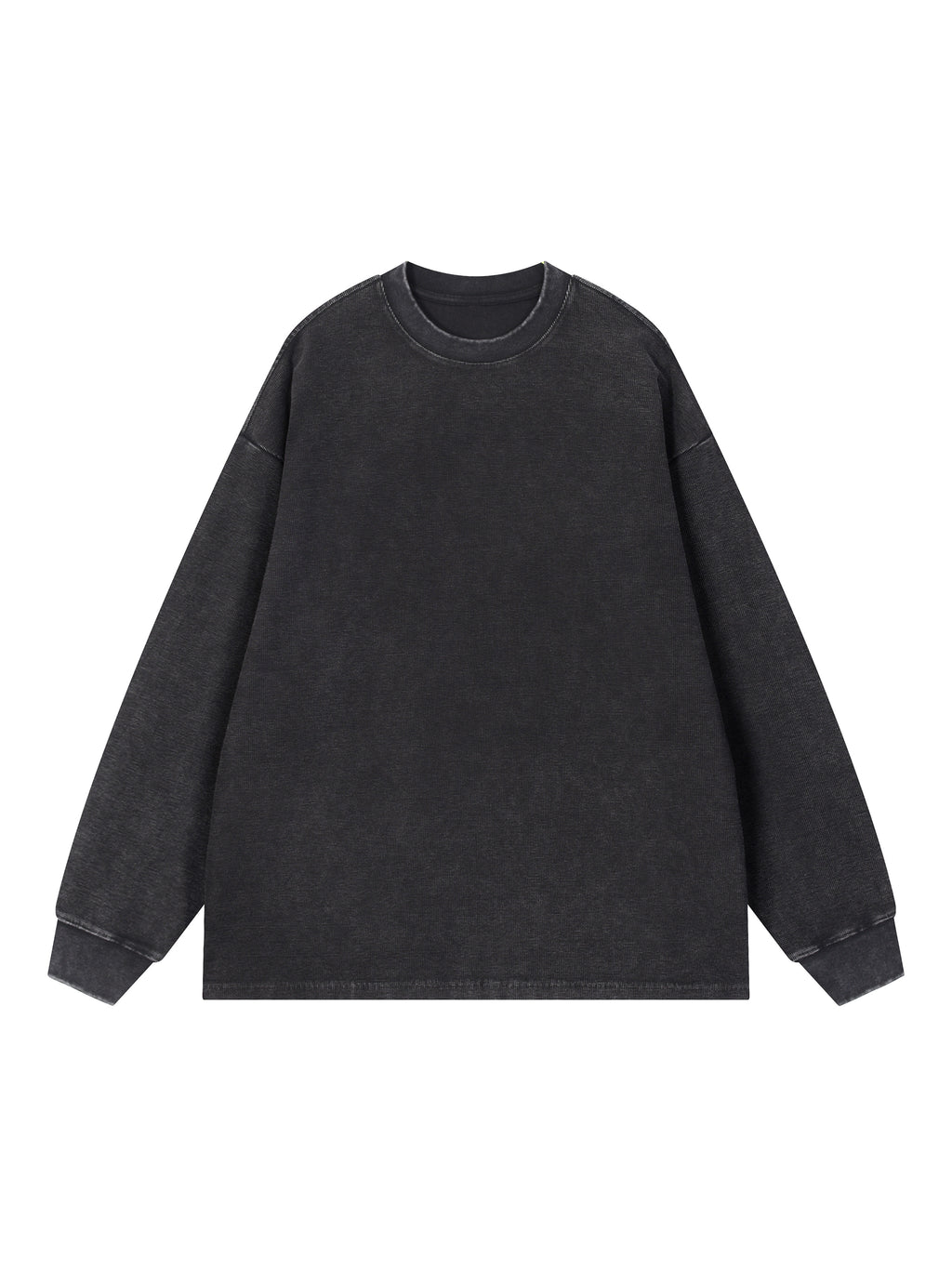 Mineral Wash Waffle Oversized T-Shirt – Black front view