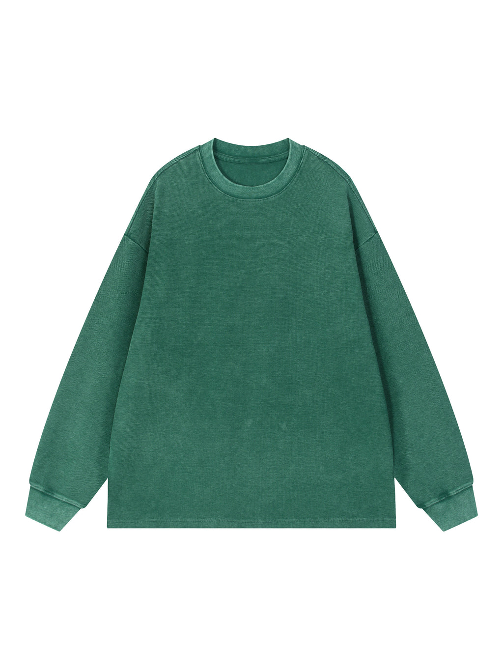 Mineral Wash Waffle Oversized T-Shirt – Blackish Green front view