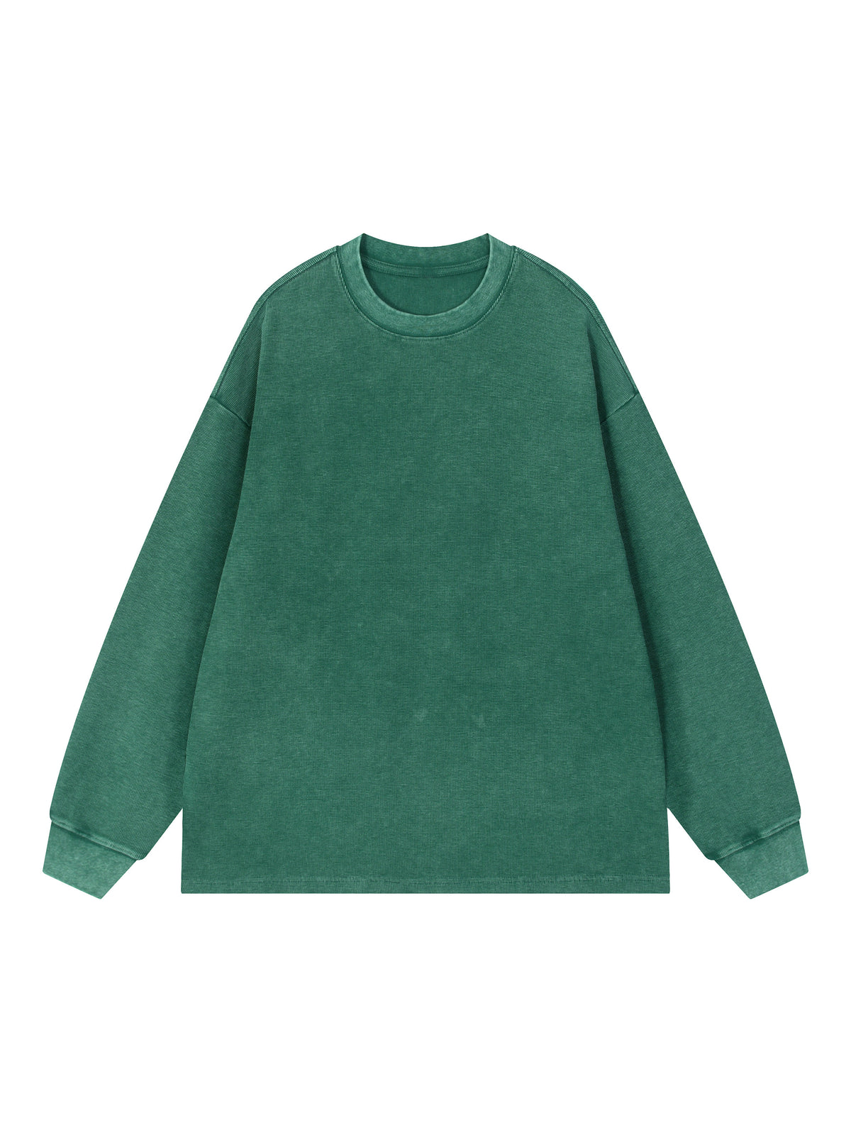 Mineral Wash Waffle Oversized T-Shirt – Blackish Green front view