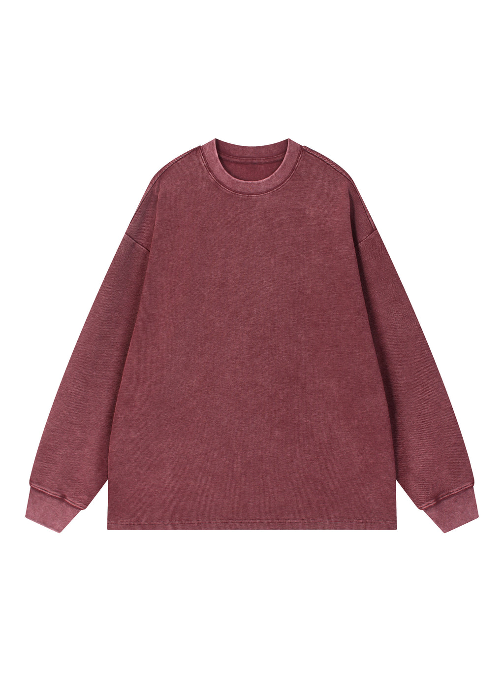 Mineral Wash Waffle Oversized T-Shirt – Jujube Red front view