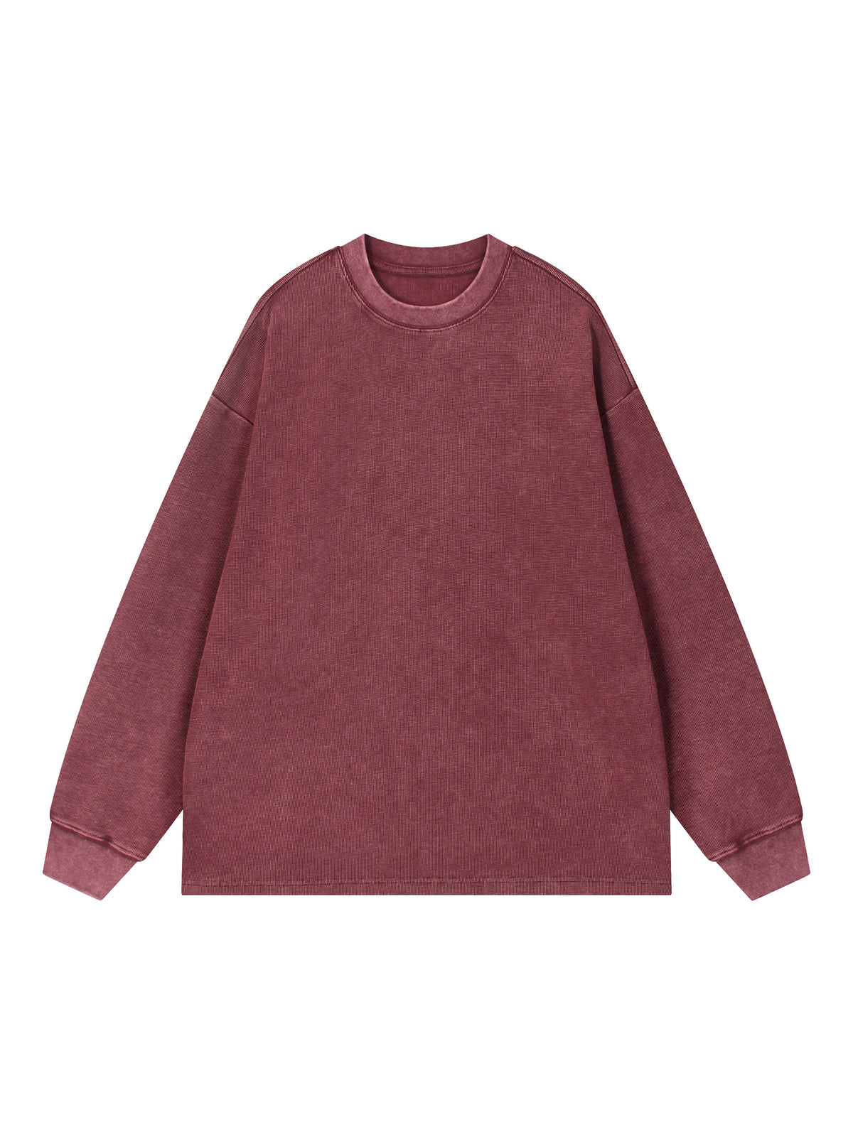 Mineral Wash Waffle Oversized T-Shirt – Jujube Red front view
