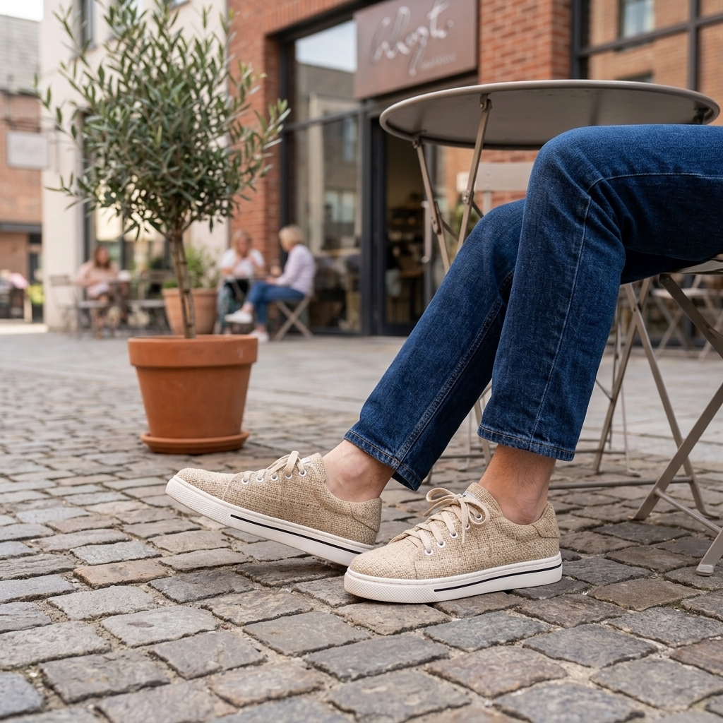Natural Beige Organic Hemp Lace-Up Shoes – Vegan Natural Rubber Sole