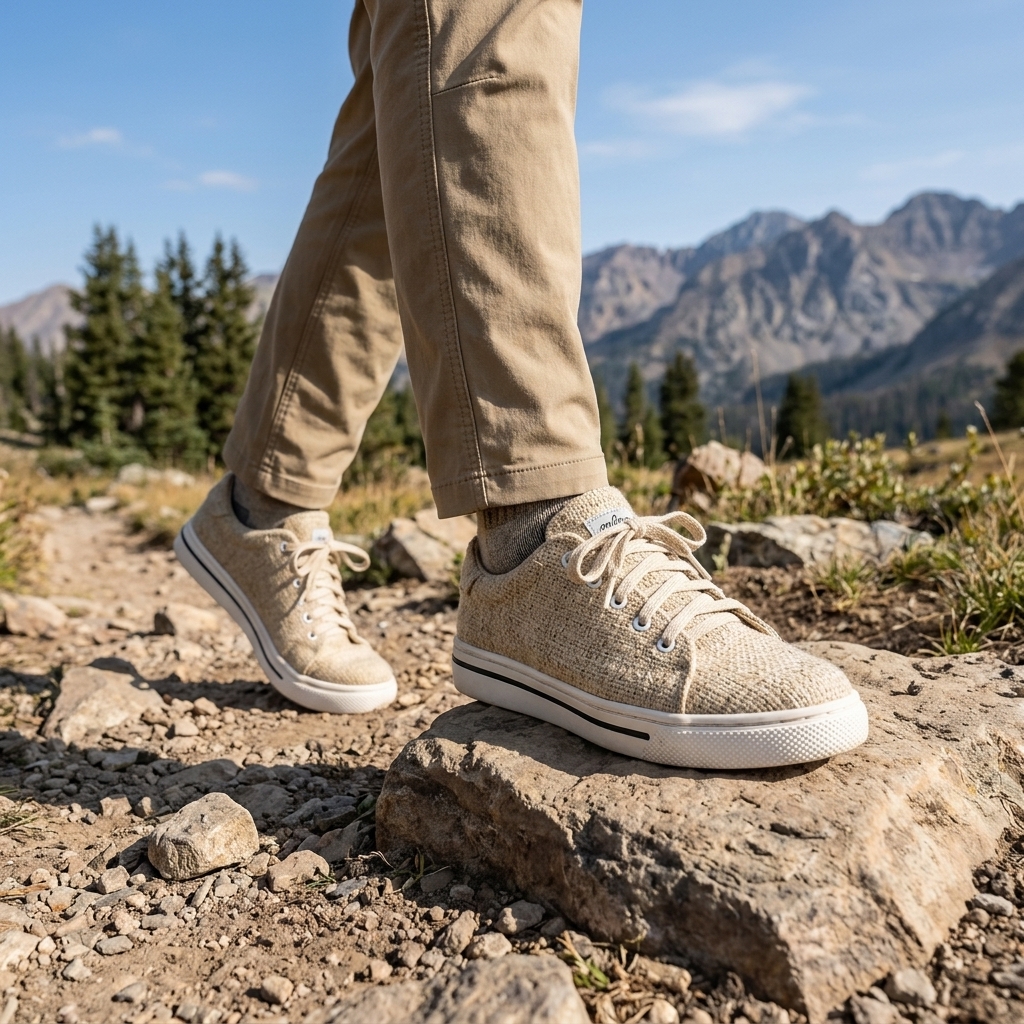Natural Beige Organic Hemp Lace-Up Shoes – Vegan Natural Rubber Sole