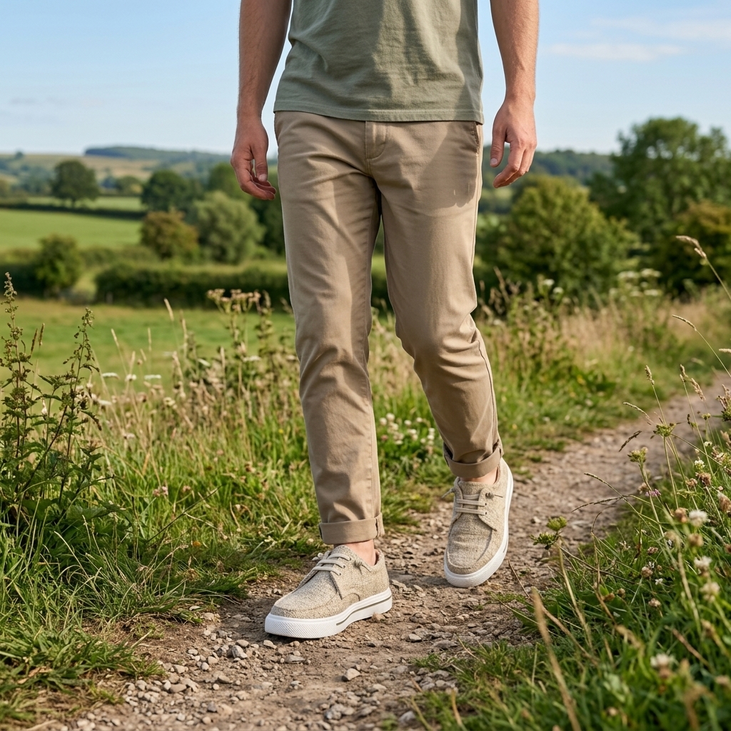 Natural Beige Outdoor Hemp Lace-Up Shoes – Vegan Natural Rubber Sole