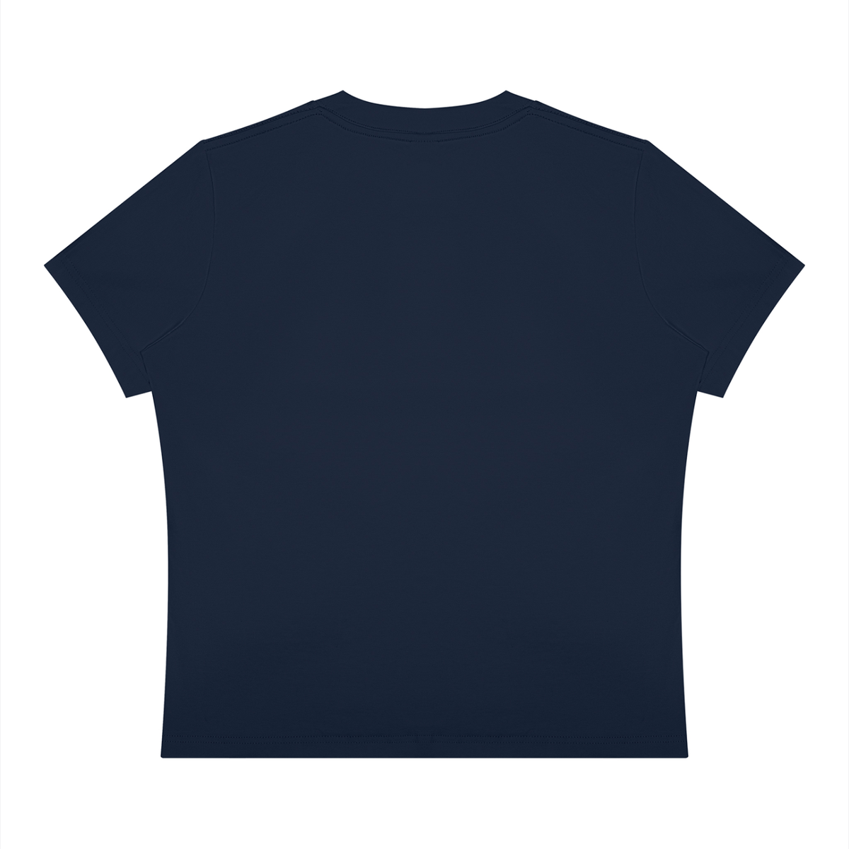 Off Script Be Mine women's graphic crewneck T-shirt in Navy Blue, flat back view