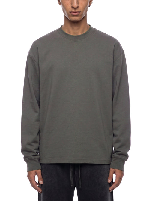 Off Script Essential Crewneck Long-Sleeve T-Shirt on male model front view