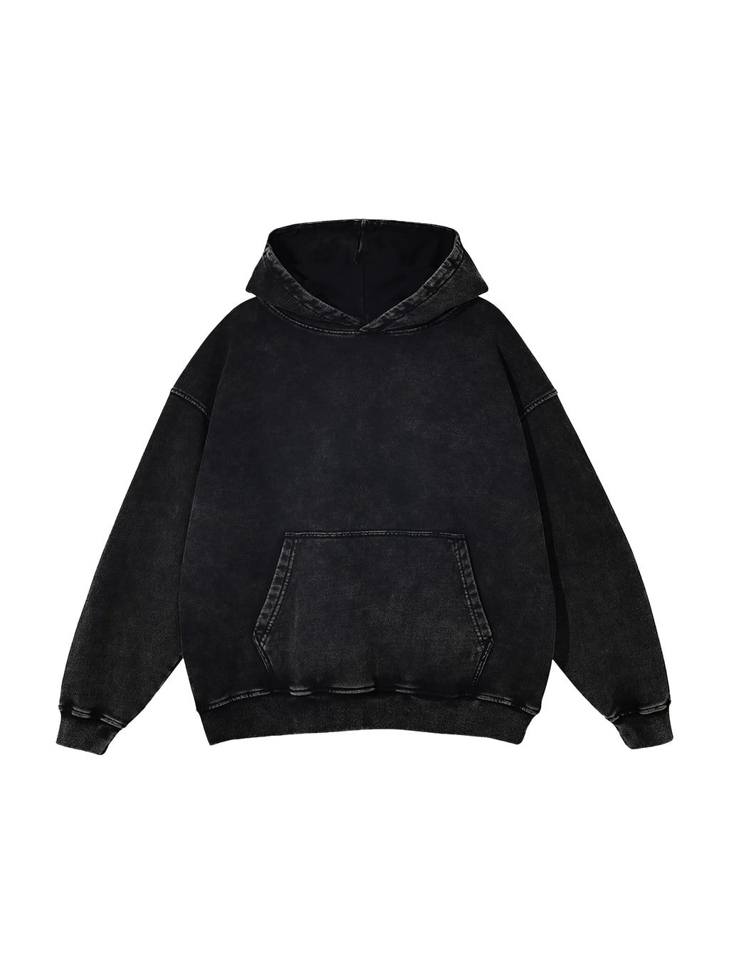 Off Script snow-washed oversized cotton hoodie, Black Beauty front