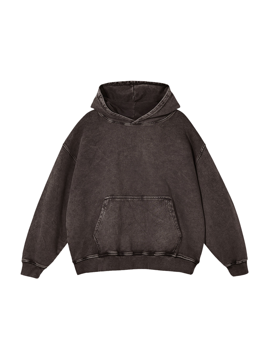 Off Script snow-washed oversized cotton hoodie, Dark Gray front