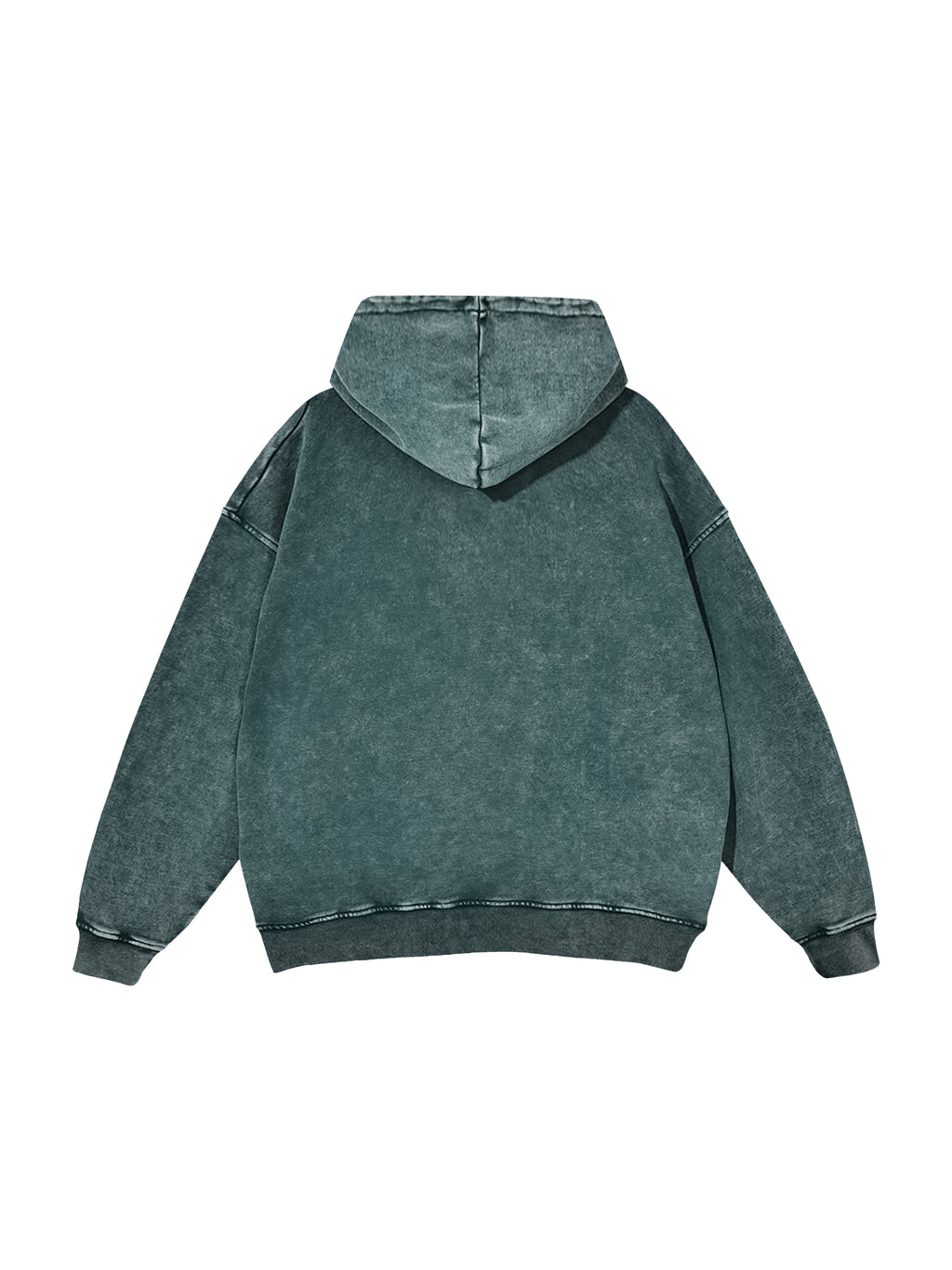 Off Script snow-washed oversized cotton hoodie, Dark Green back