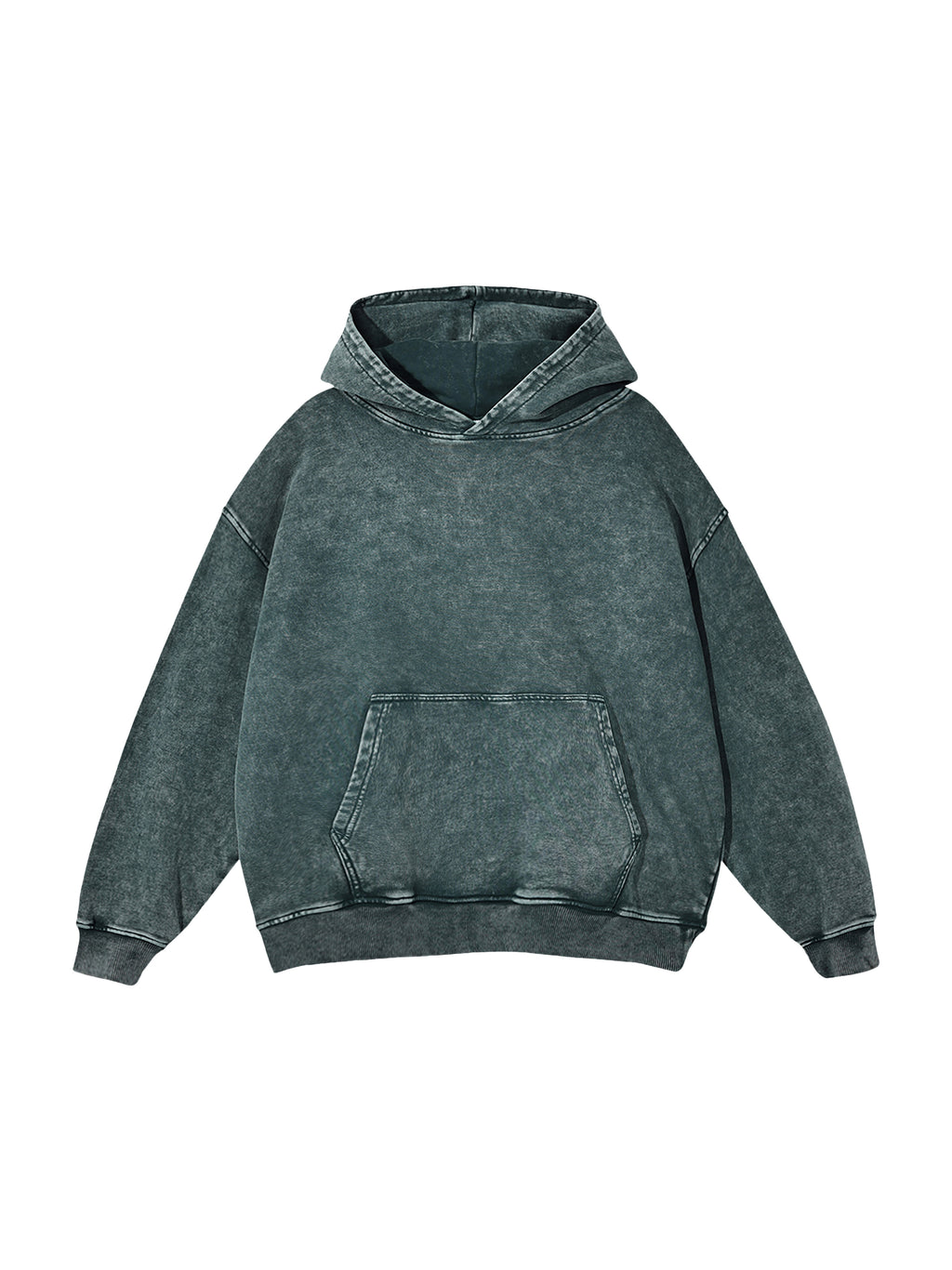 Off Script snow-washed oversized cotton hoodie, Dark Green front