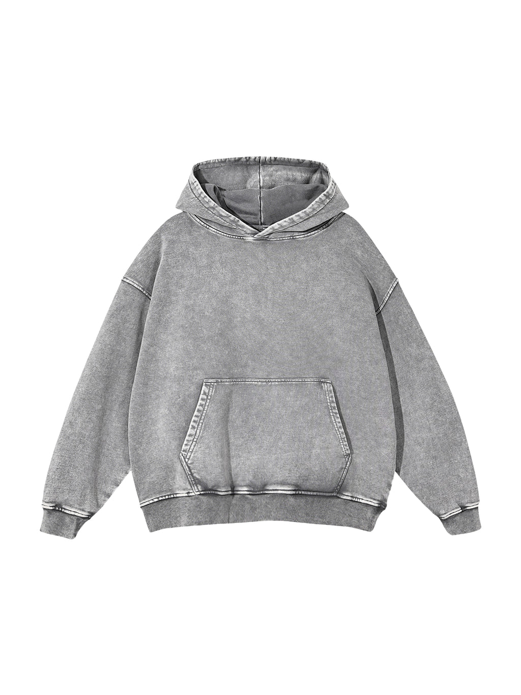 Off Script snow-washed oversized cotton hoodie, Light Gray front