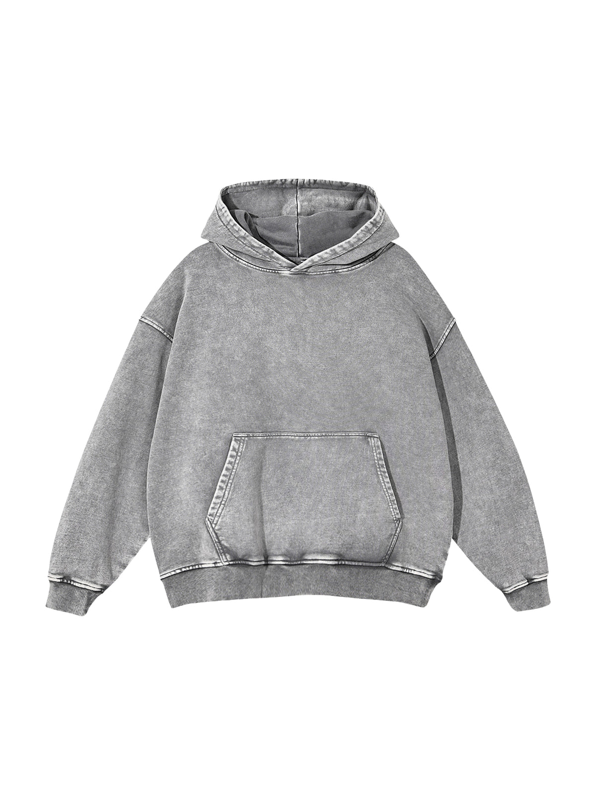 Off Script snow-washed oversized cotton hoodie, Light Gray front