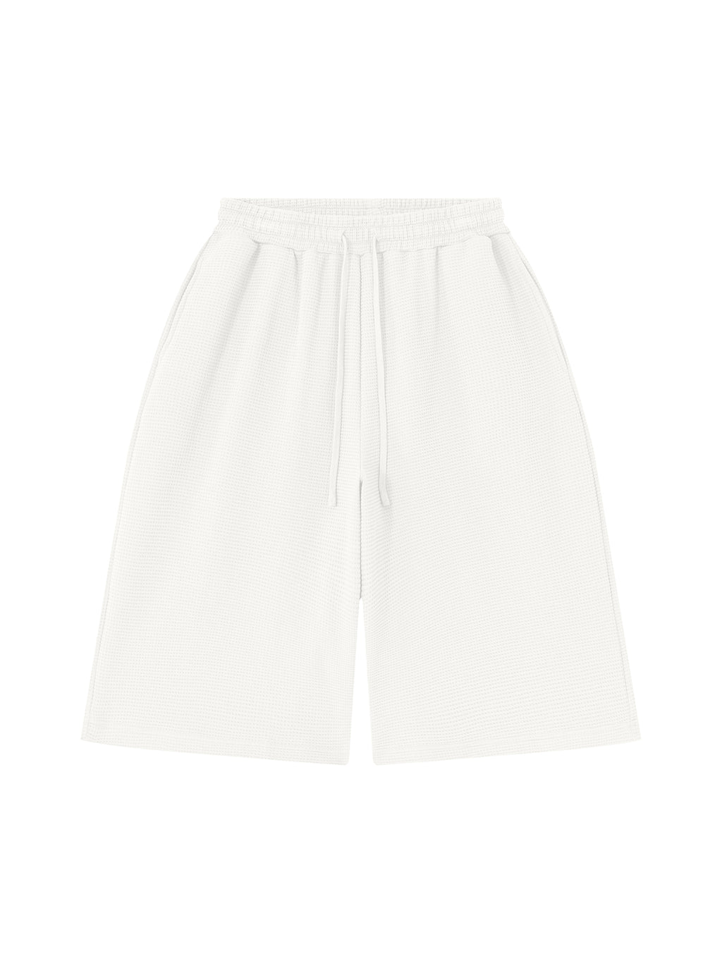 Off Script Unisex Waffle Shorts White front view