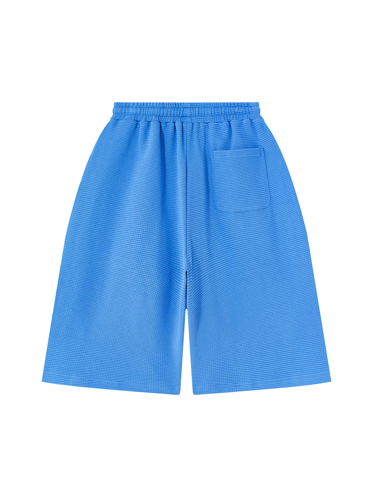 Off Script Unisex Waffle Shorts Colourful Blue back view