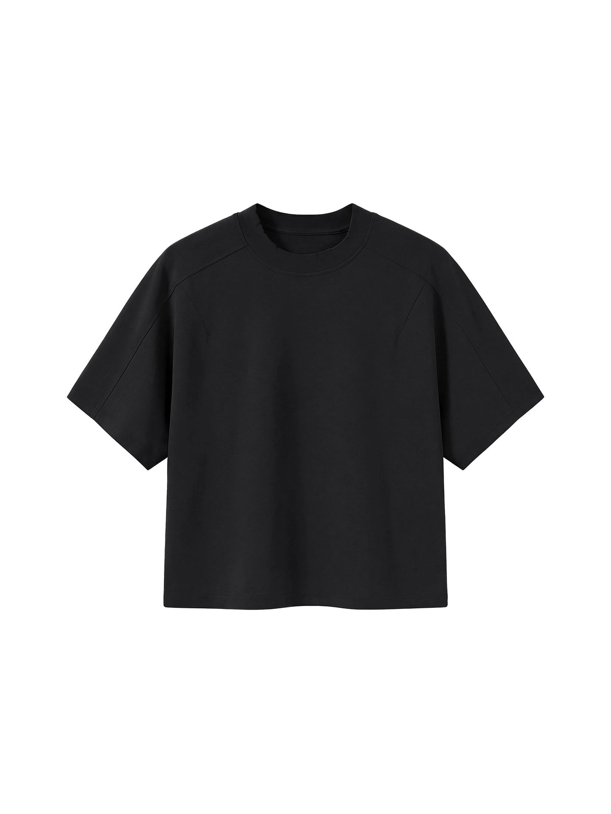 Off Script unisex boxy tonal paneling T-shirt – Black front