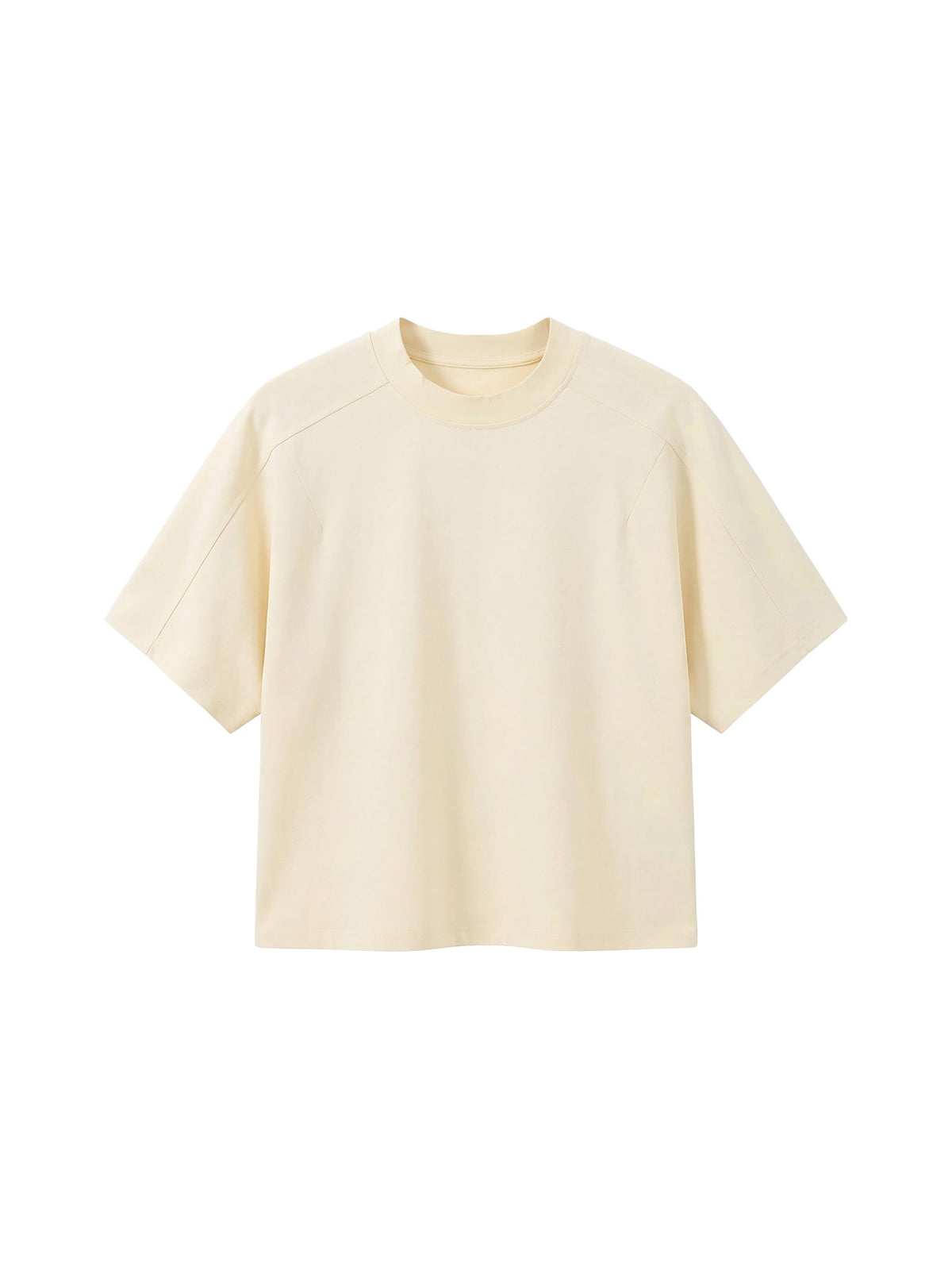 Off Script unisex boxy tonal paneling T-shirt – Apricot front