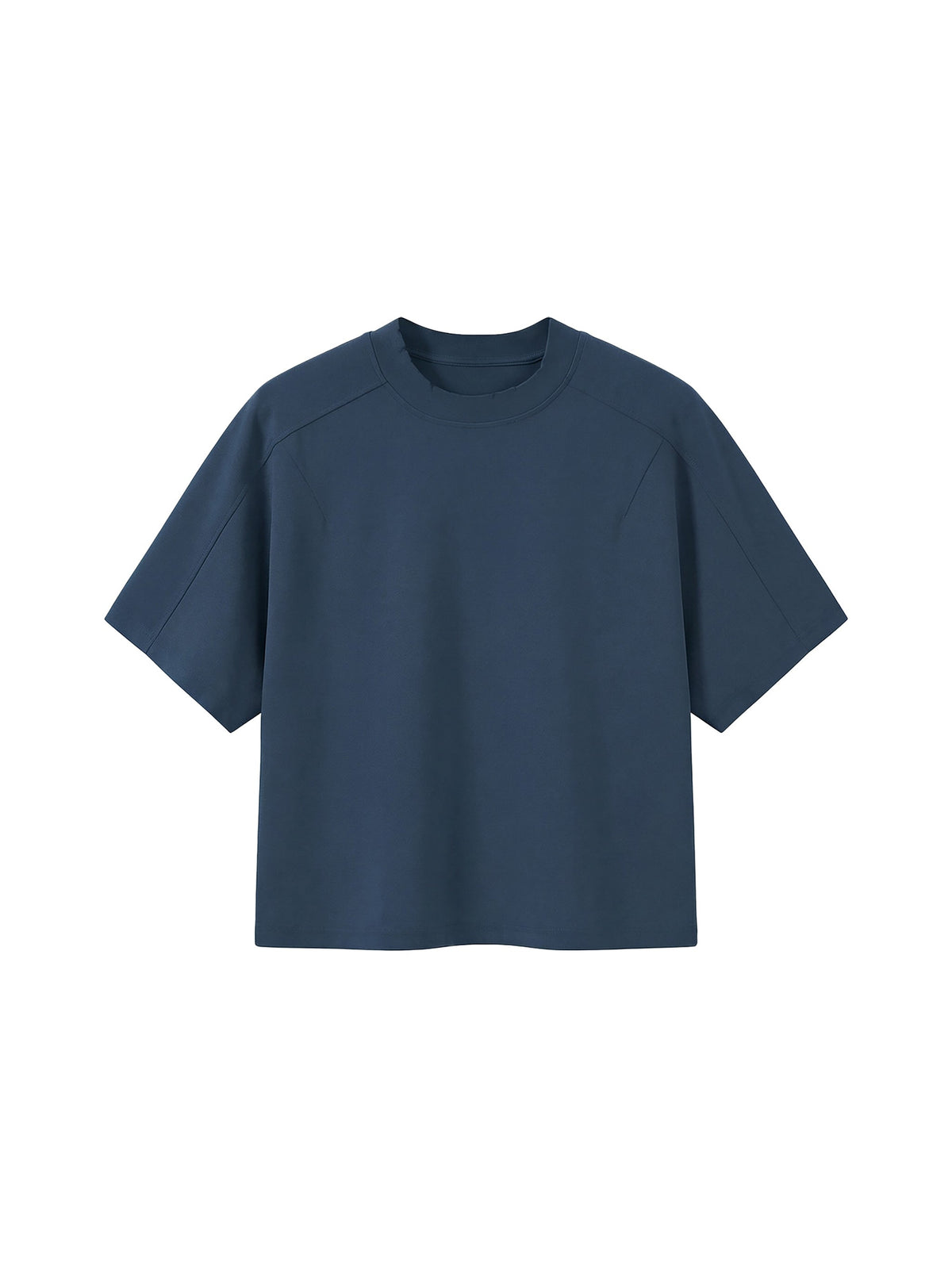 Off Script unisex boxy tonal paneling T-shirt – Navy Blue front