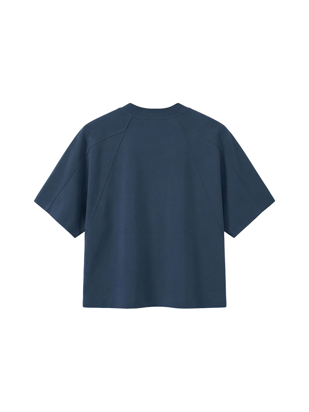 Off Script unisex boxy tonal paneling T-shirt – Navy Blue back
