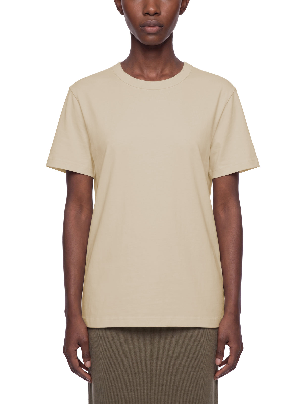 Off Script Unisex Heavyweight Cotton T-Shirt on female model front view