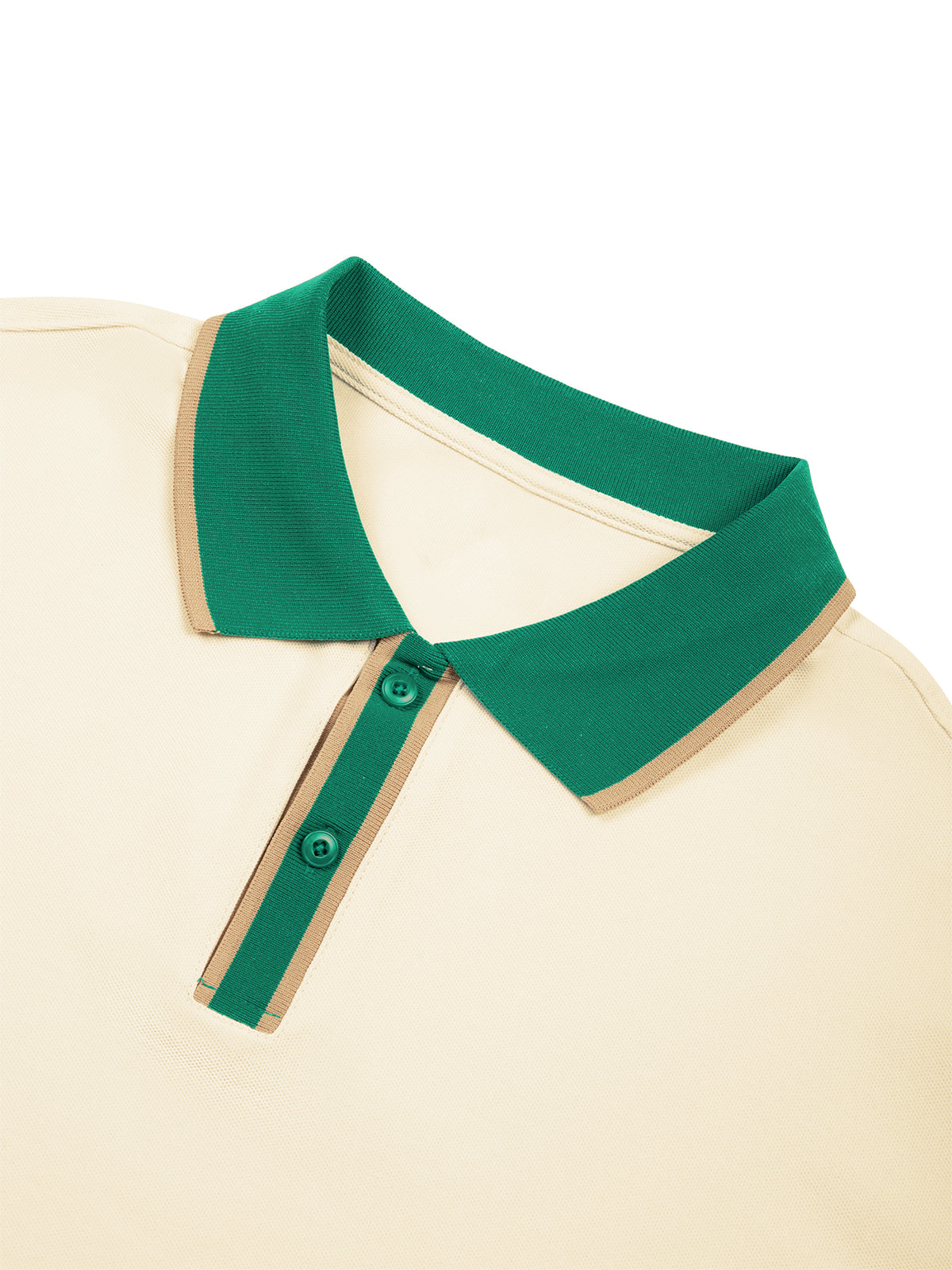 Off Script Unisex Color Block Polo Shirt collar and button placket detail