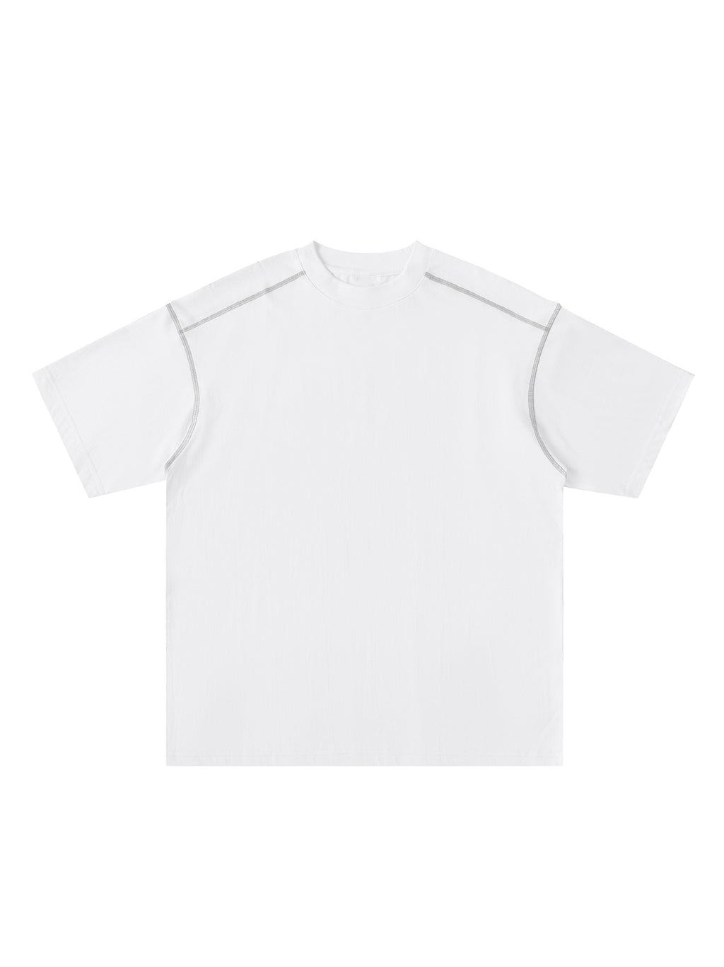 Oversized Contrast-Stitched Cotton Tee – White front view