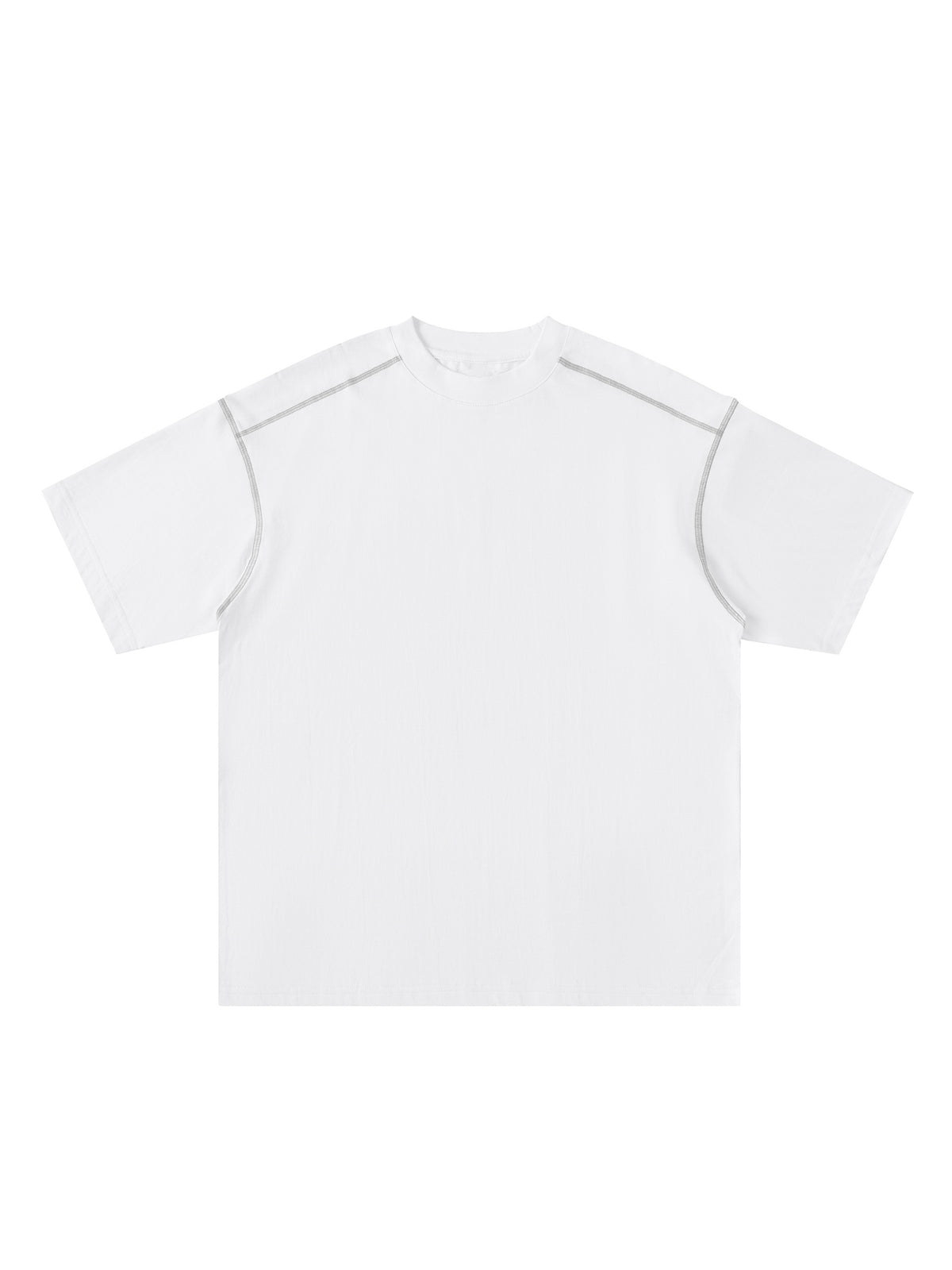 Oversized Contrast-Stitched Cotton Tee – White front view