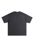 Oversized Contrast-Stitched Cotton Tee – Gray front view