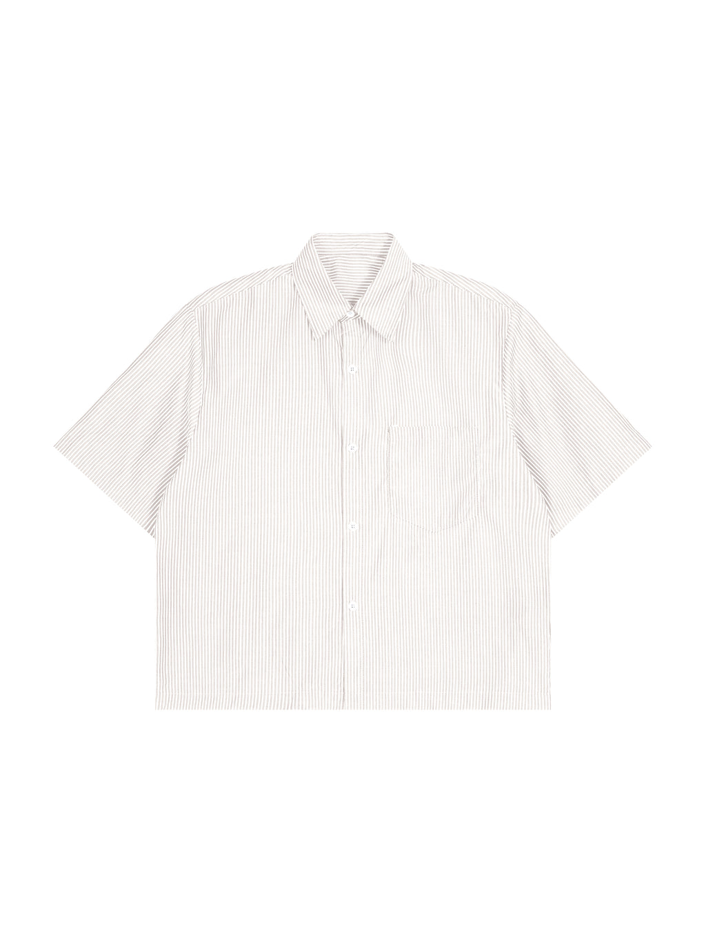 Oversized Vertical Stripe Boxy Shirt – Apricot White front view