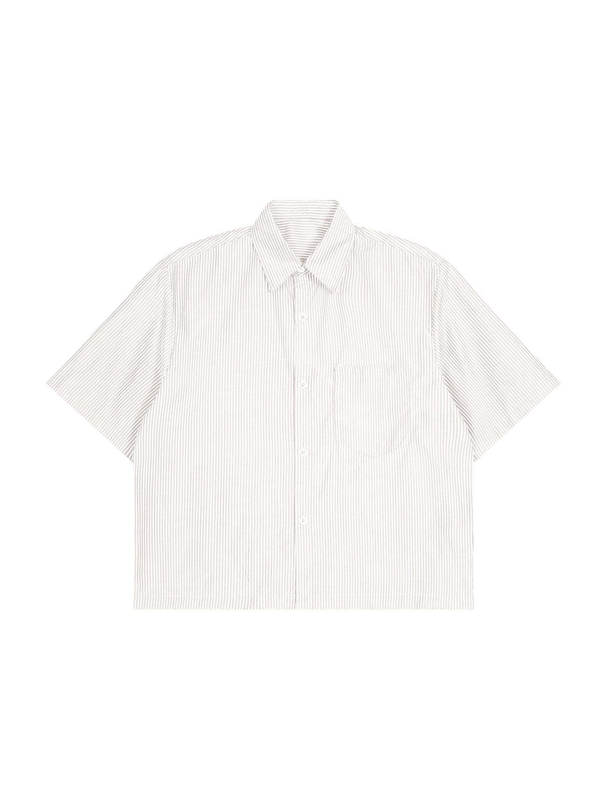 Oversized Vertical Stripe Boxy Shirt – Apricot White front view
