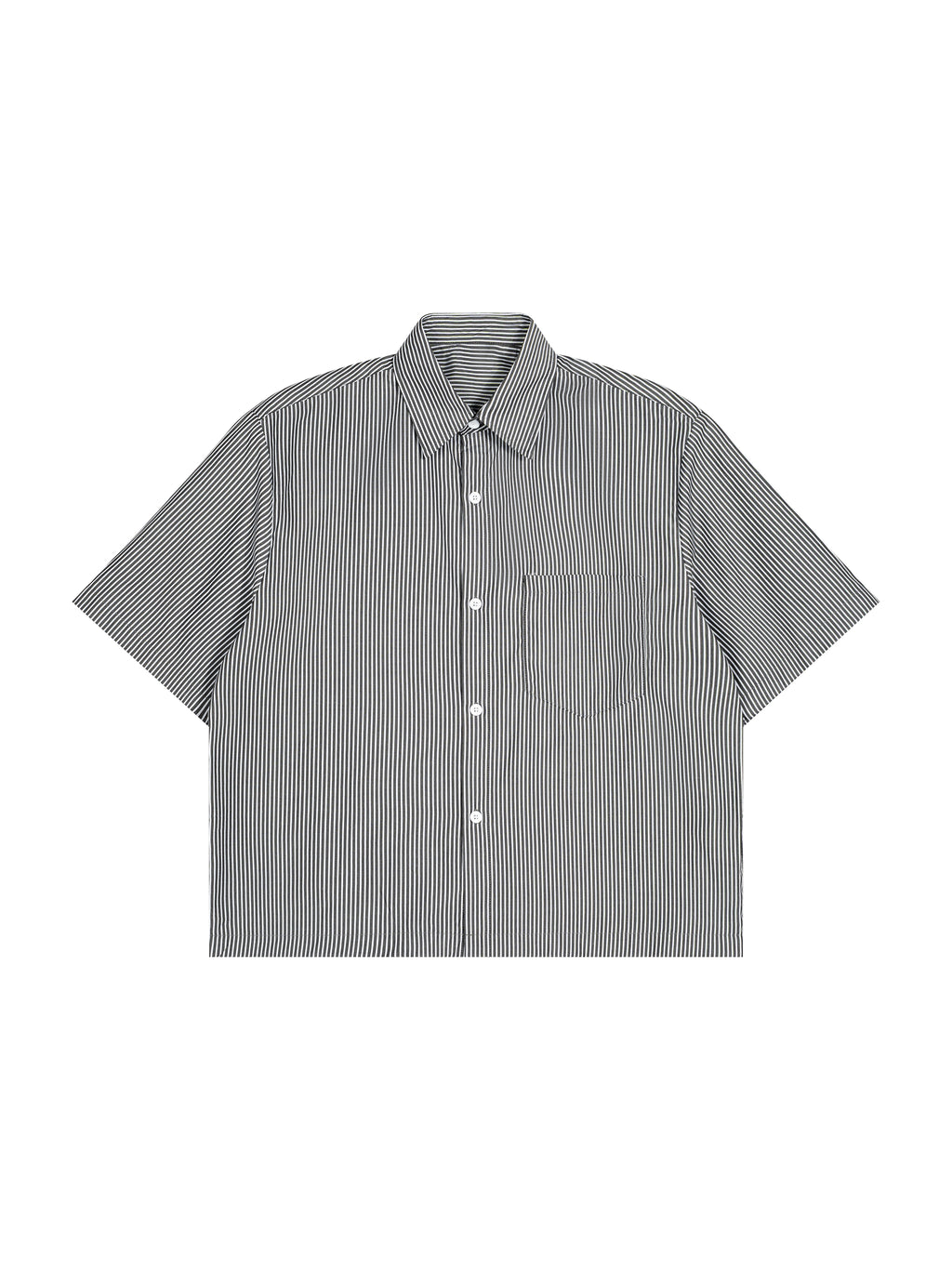 Oversized Vertical Stripe Boxy Shirt – Black front view