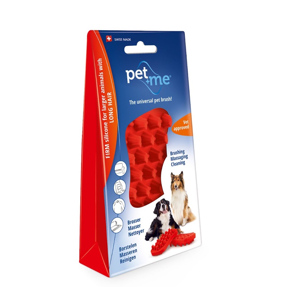 Pet and Me Red Firm Silicone Curry Brush