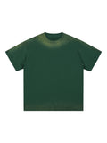 Petite Crew Neck Sunfade Edge T-Shirt – Moss Green front view