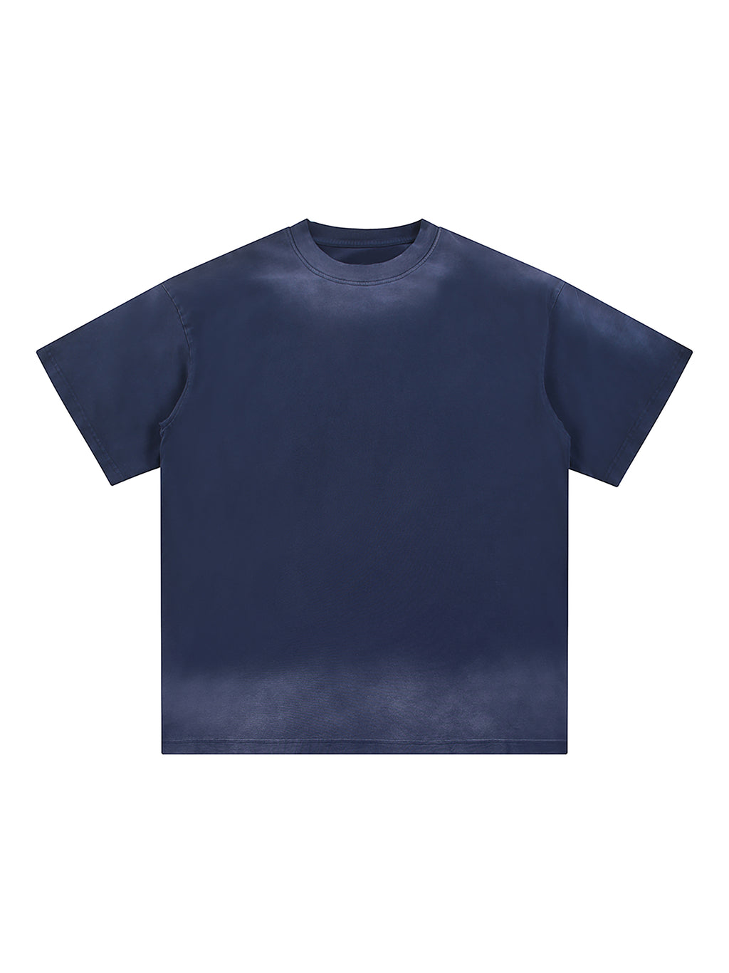 Petite Crew Neck Sunfade Edge T-Shirt – Navy Blue front view