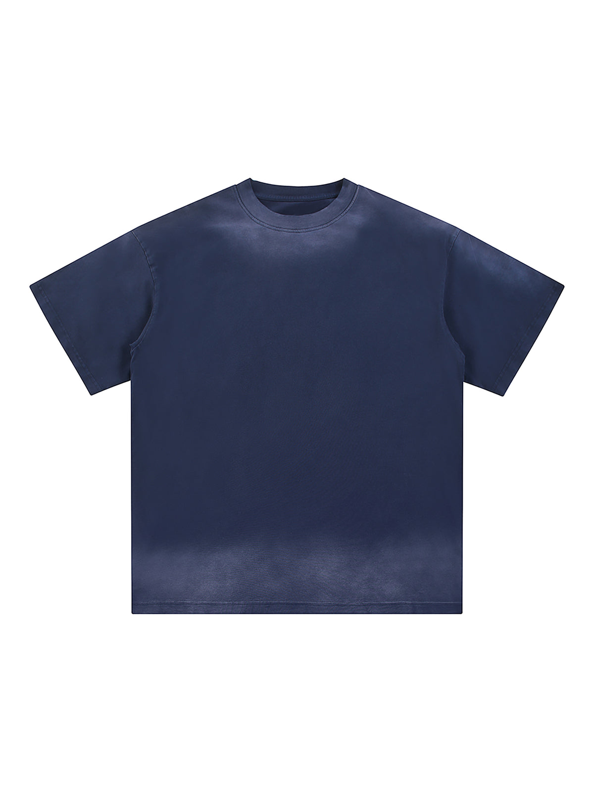 Petite Crew Neck Sunfade Edge T-Shirt – Navy Blue front view