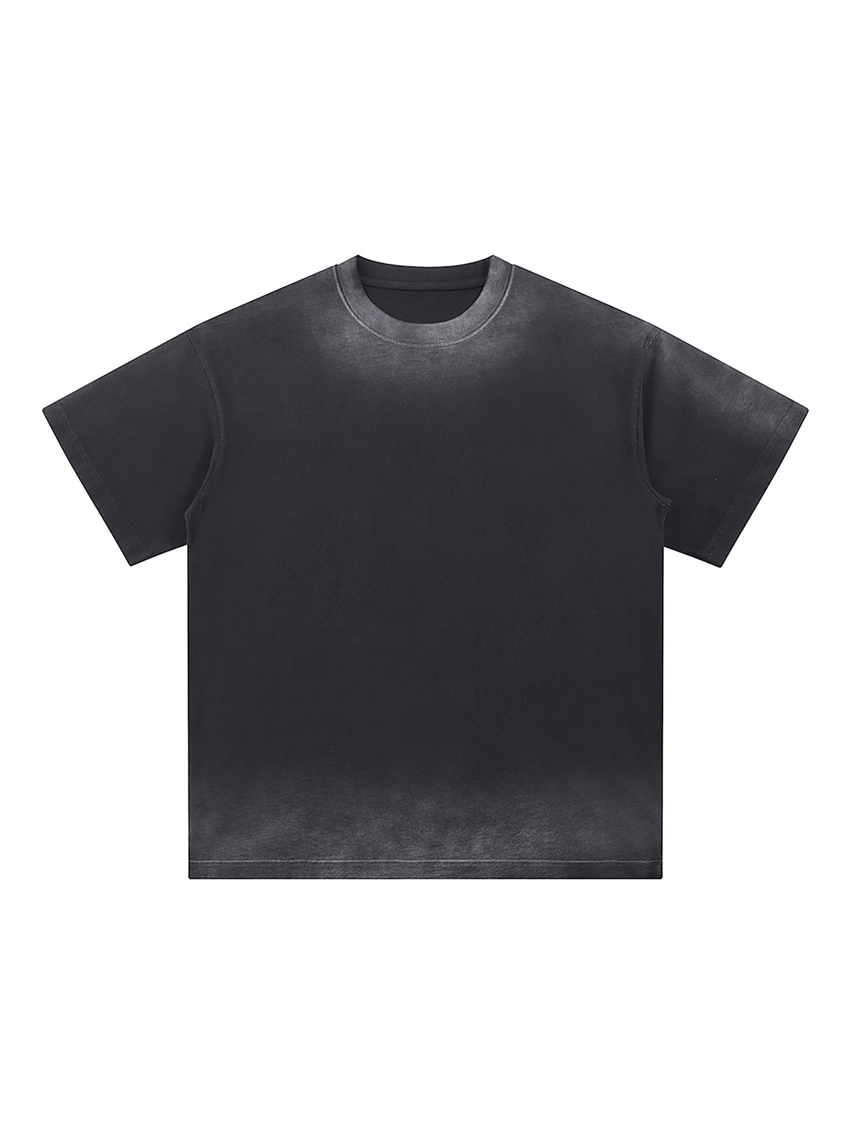 Petite Crew Neck Sunfade Edge T-Shirt – Asphalt Gray front view