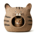 Tabby Cat Face Wool Cat Cave Bed