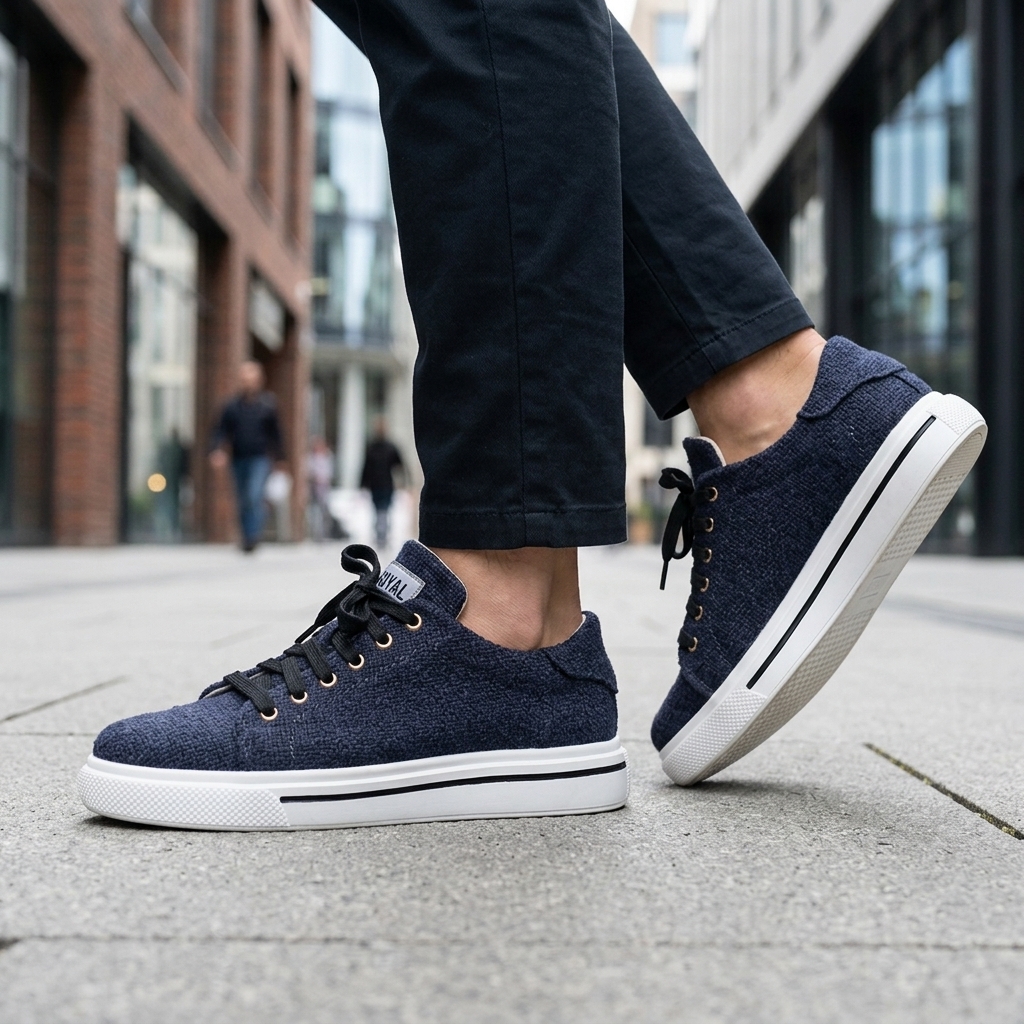 Dark Navy Organic Hemp Lace-Up Shoes – Vegan Natural Rubber Sole
