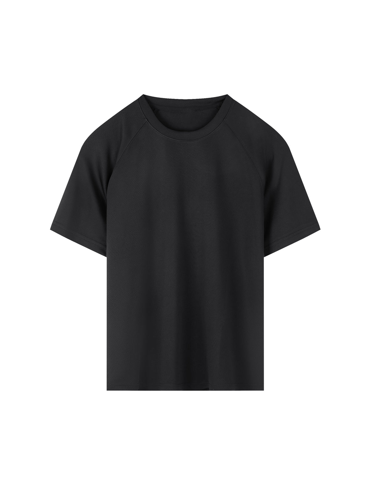 Raglan Sleeve Mesh T-Shirt – Black front view