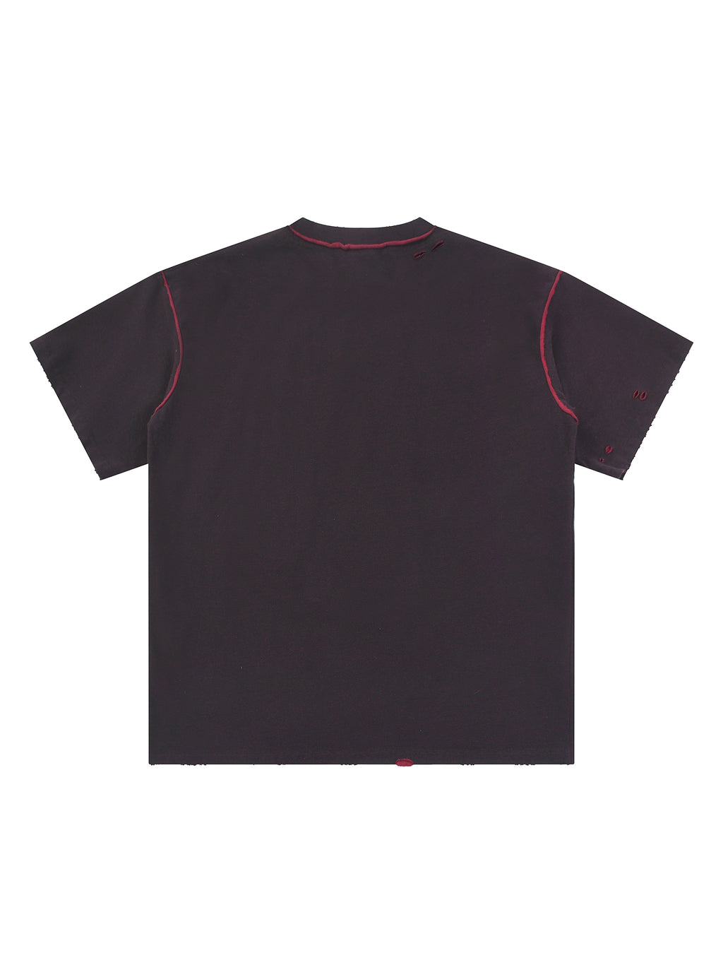 Black with Red Unisex Hand-Frayed Reversible T-Shirt back view
