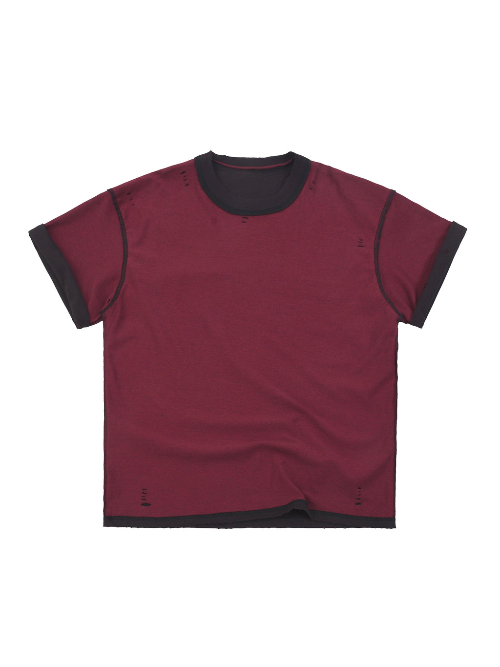 Black with Red Unisex Hand-Frayed Reversible T-Shirt reversed Red view