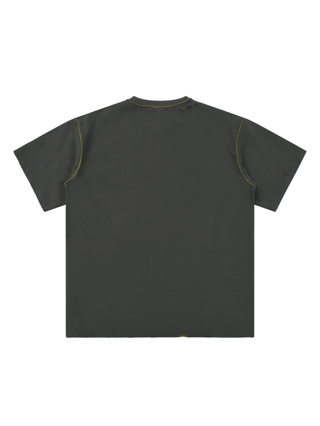 Dark Grey with Army Green Unisex Hand-Frayed Reversible T-Shirt back view