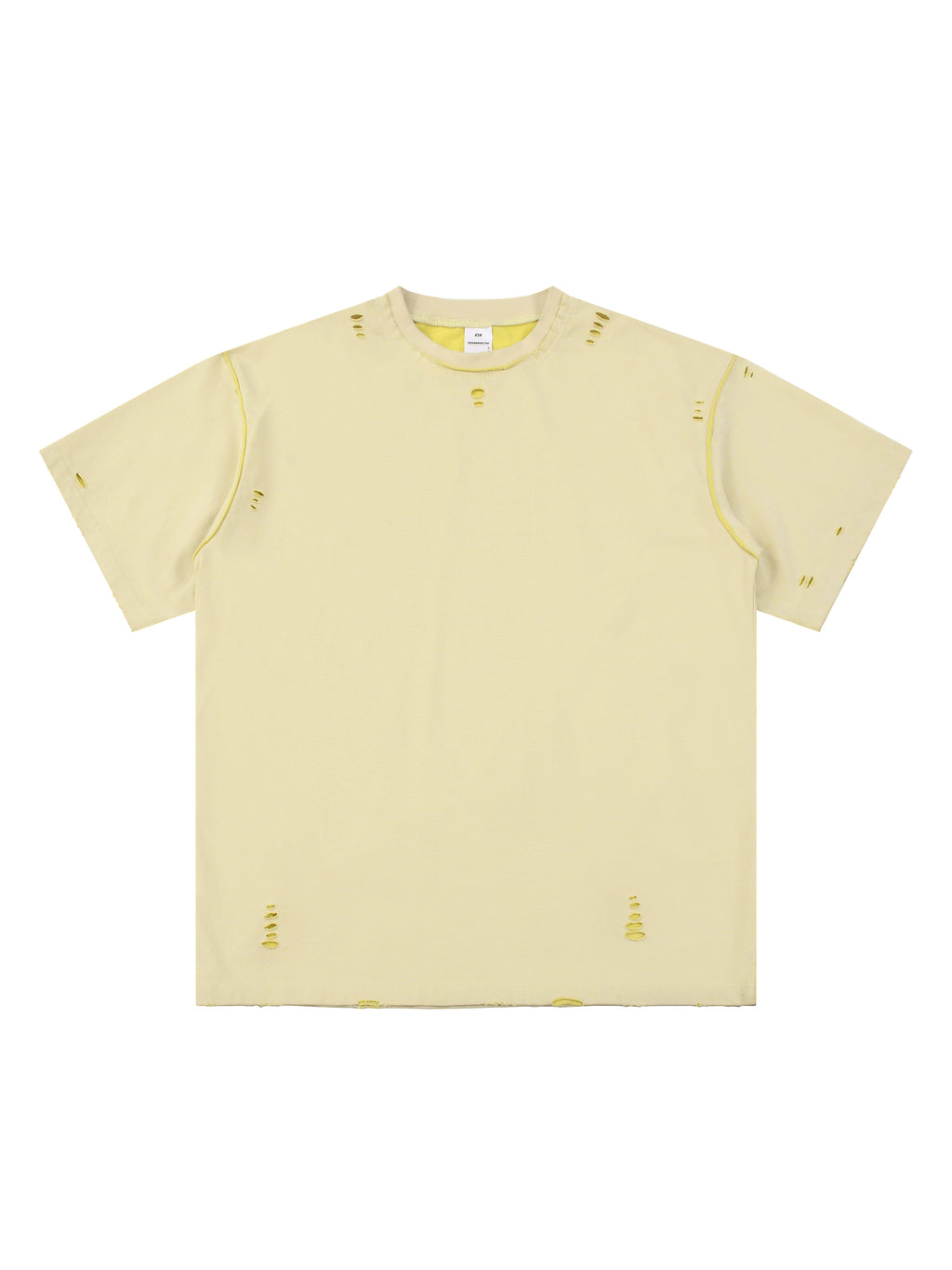 Light Apricot with Yellow Unisex Hand-Frayed Reversible T-Shirt front view