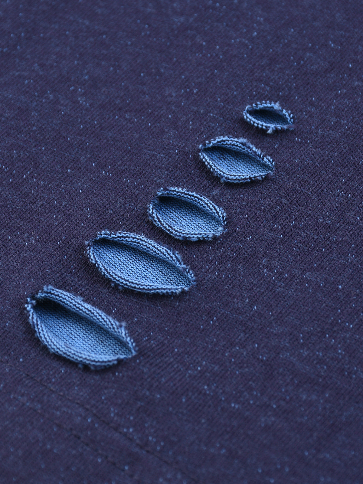 Navy Blue and Light Blue reversible T-shirt - hand-frayed distressing detail